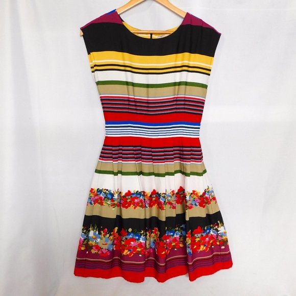 TRISTAN Womens 2 Spring Multicolour Floral Striped sleeveless Cheerful  Dress - Picture 1 of 10